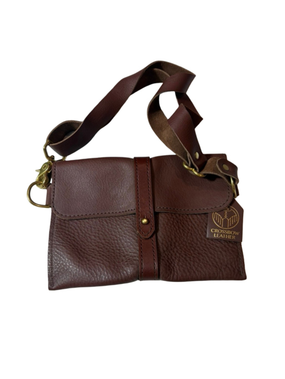Crossbow Leather Brown Flap Shoulder Bag Rustic Western Boho Telluride